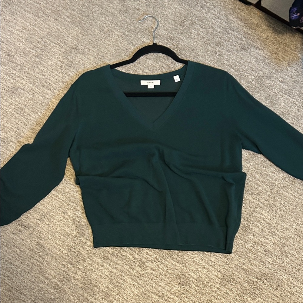 Vince Emerald Jewel Tone V-Neck Sweater